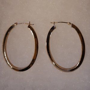 14K Gold Oval Hoop Earrings
